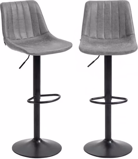 NESTLUNE Set of 2 Adjustable Swivel Bar Stools in Grey