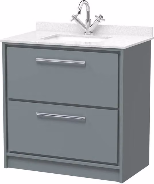 Balterley 800mm Floor Standing 2 Drawer Basin with Marble Worktop in Coastal Grey