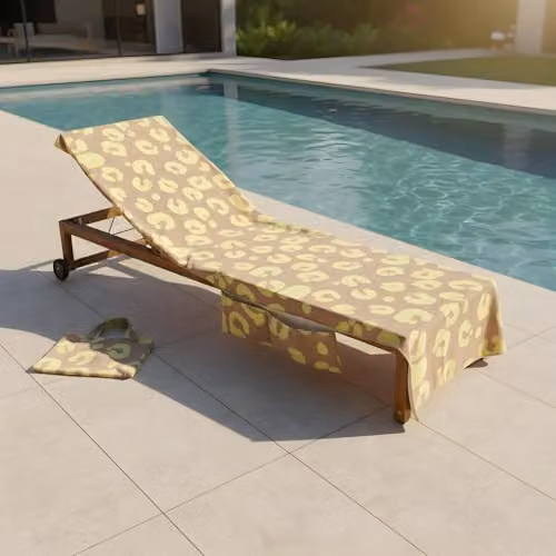 OHS Quick-Dry Microfibre Beach Towel with Pockets in Sand Multicolour, W: 75 cm, L: 215 cm
