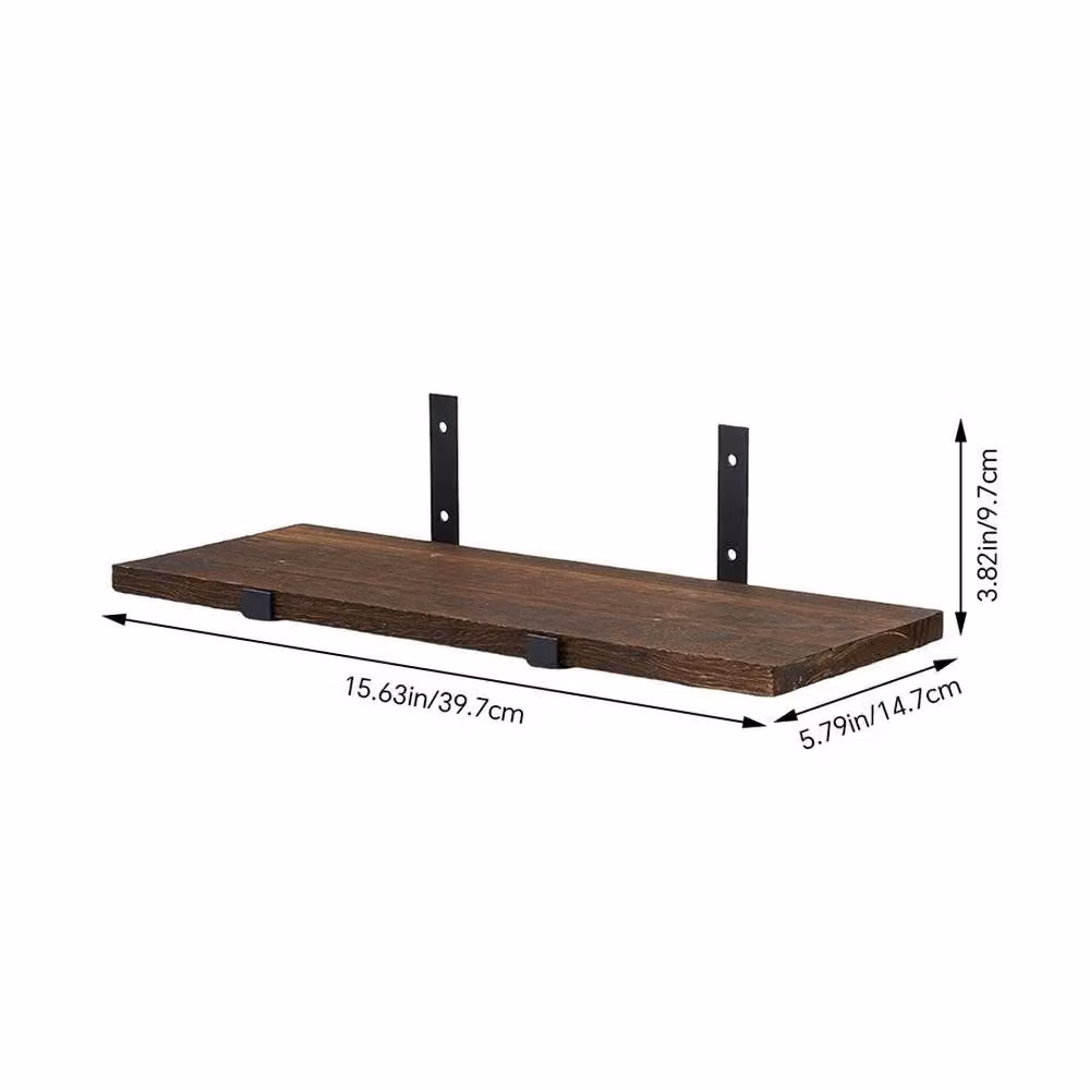 KORVIXA Set of 4 Heavy Carbonized Brown Floating Wall Mounted Shelves – 2