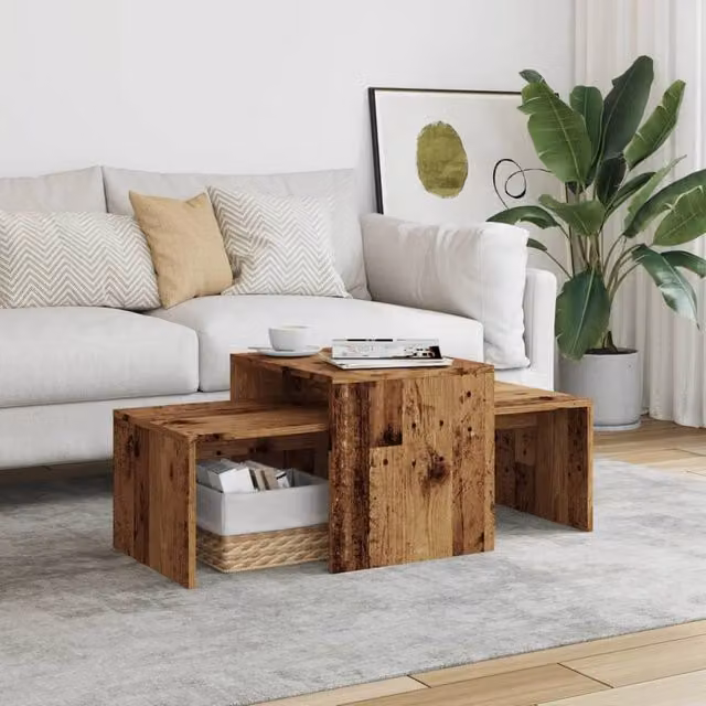 Berkfield Home Durable Rustic Coffee Table in Brown, W/D/H: 100 x 48 x 40 cm
