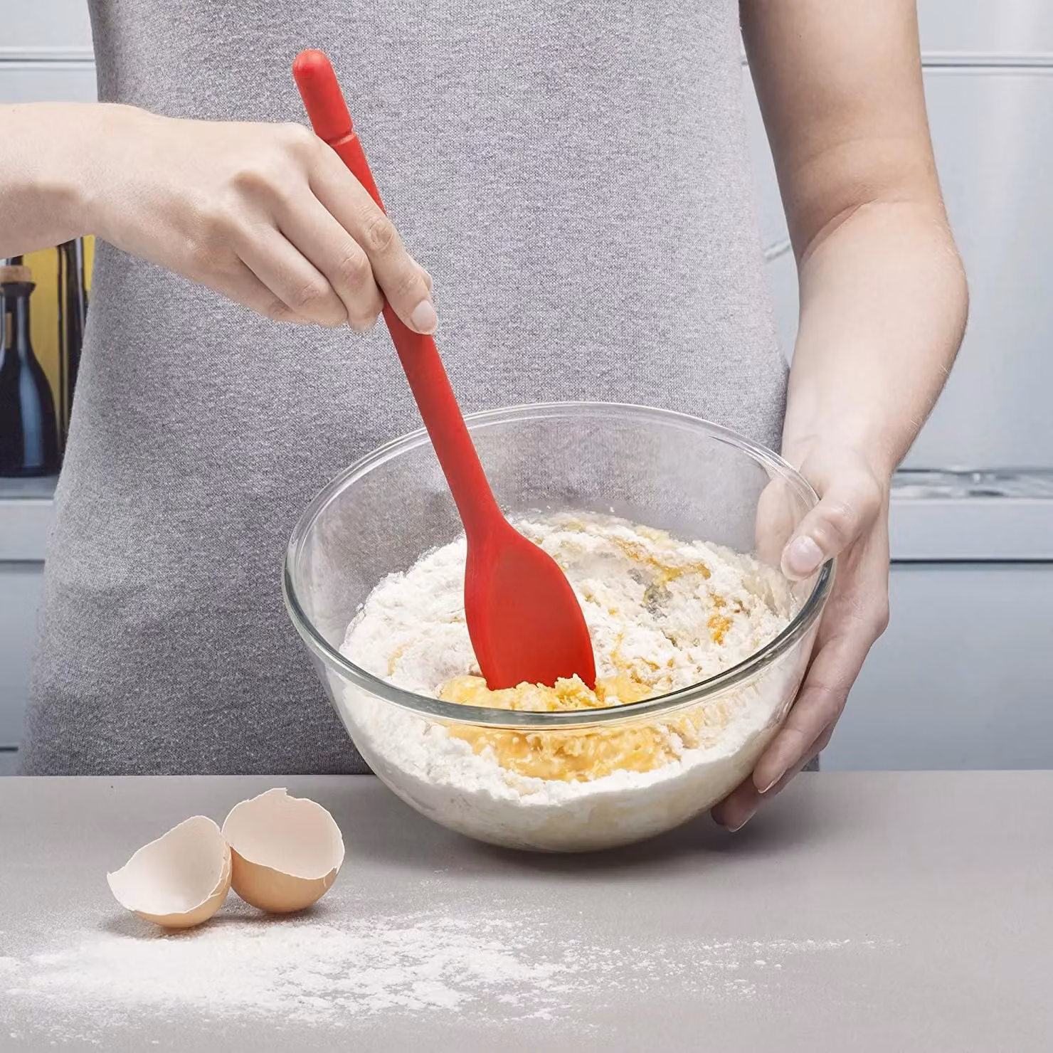 Zeal Red Silicone and Stainless Steel Oval Cook's Spoon, 30 cm – 3