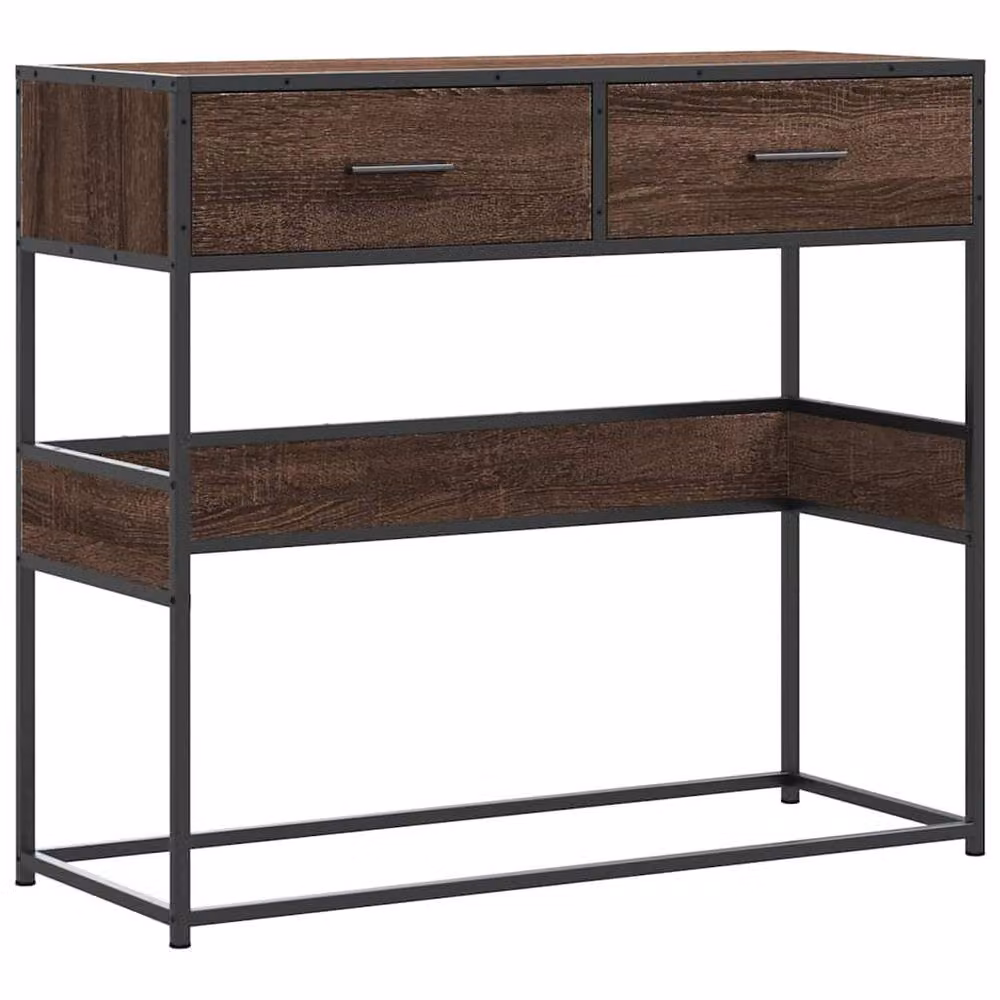 Berkfield Home Decorative Console Table in Brown Oak, W/D/H: 90 x 35 x 80 cm – 2