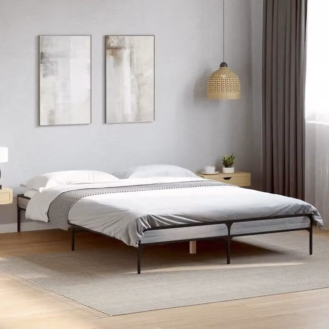 Berkfield Home Sonoma Bed Frame in Grey, W: 140 cm, L: 190 cm