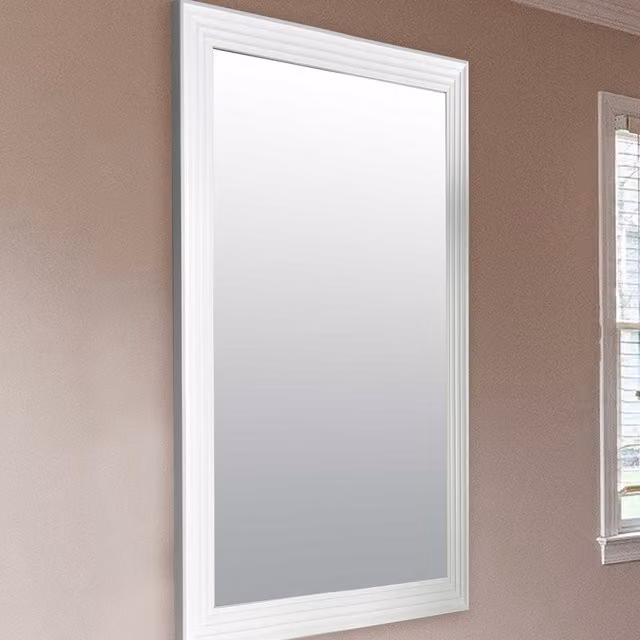 MirrorOutlet Modern Rectangular Layered Wall Mirror in White, W/H: 106.68 x 167.64 cm