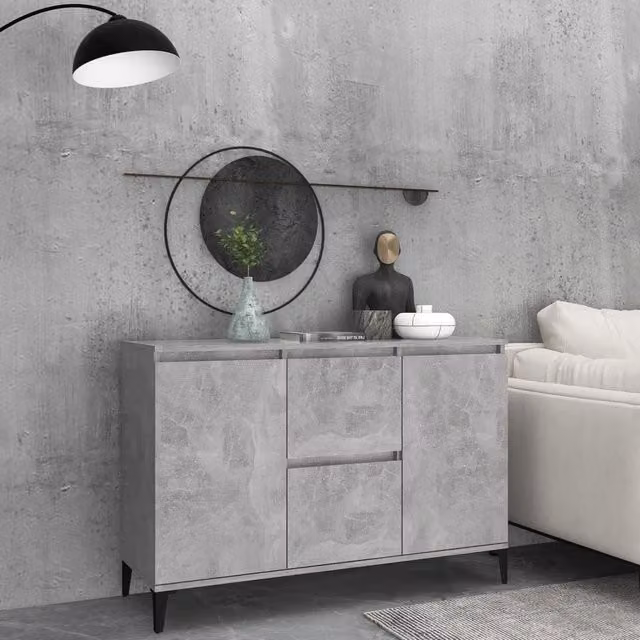 Berkfield Home Industrial Sideboard in Concrete Grey, W/D/H: 104 x 35 x 70 cm – 1