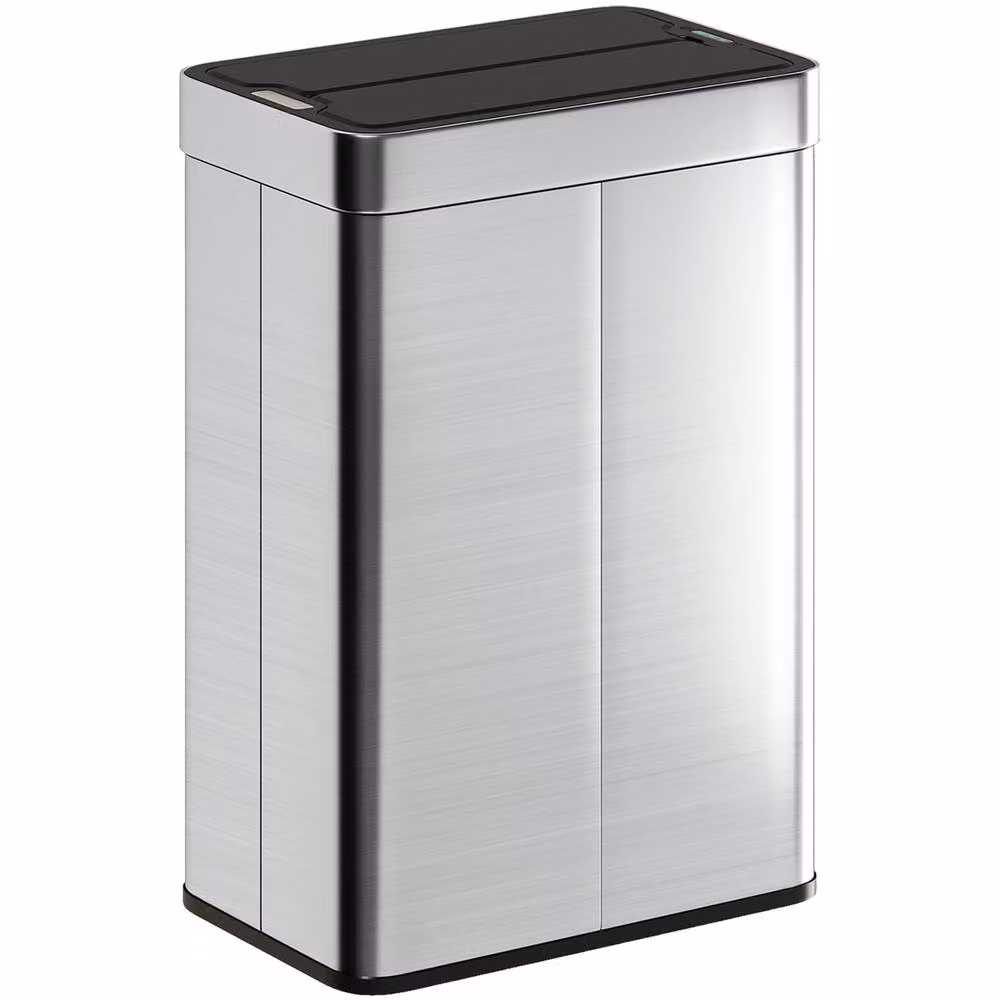 HOMCOM 55L Automatic Smart Sensor Bin with Soft-Close Lid, Silver Tone – 2