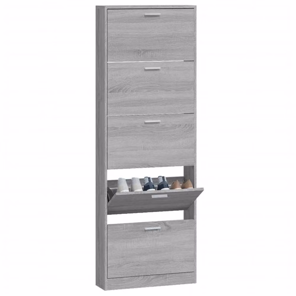 Berkfield Home Grey Sonoma Shoe Cabinet with Tilting Compartments and Drawers, W/D/H: 59 x 17 x 169 cm – 2