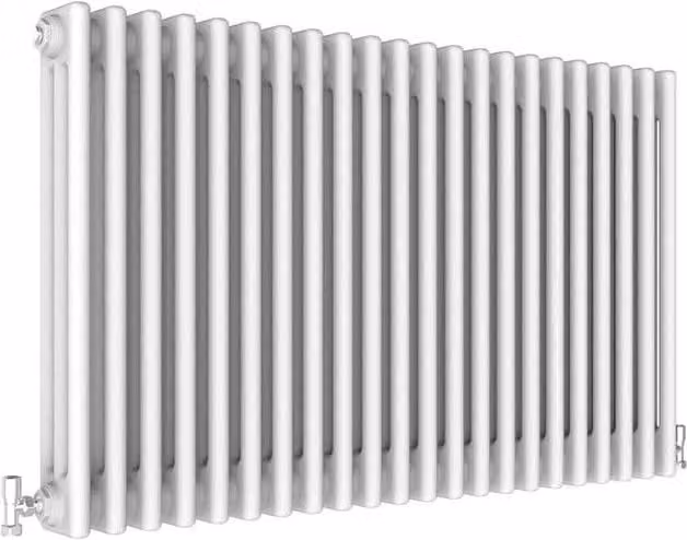 Hinsinc 3 Column Horizontal Cast Iron Radiator in White, H: 60 cm, W: 101 cm, D: 5.2 cm