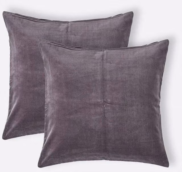 Homescapes Velvet Cushion Cover Set, Grey and Orange, W/D/H: 40 x 40 x 40 cm, Pack of 2