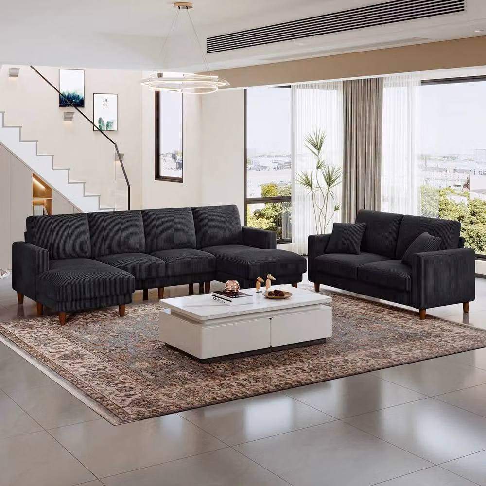 Dprodo Modern U-Shaped Sectional Sofa in Black with Scatter Cushions – 4