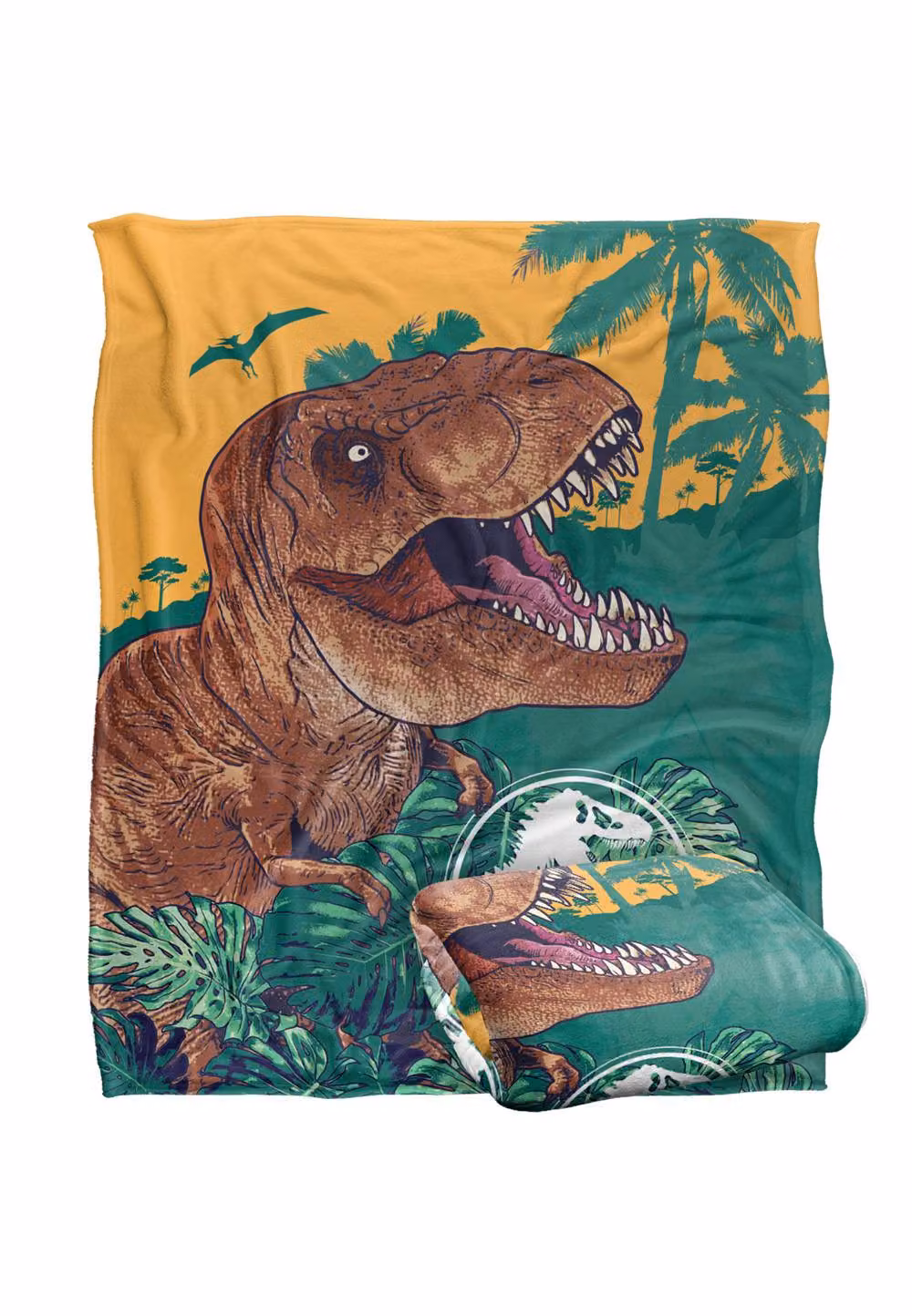 Universal Jurassic Park Jungle Silky Touch Super Soft Fluffy Throw Blanket in White and Multicolour, W: 152 cm, D: 127 cm – 2