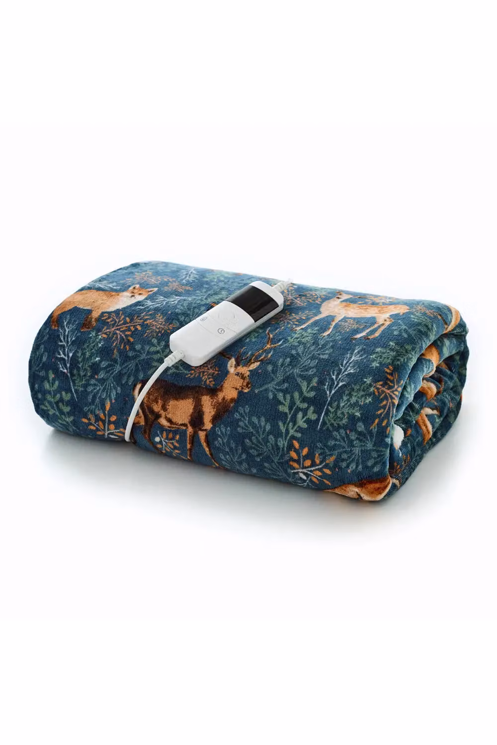 Deyongs Fox & Deer Heated Sherpa Throw in Petrol, W: 140 cm, D: 180 cm – 2