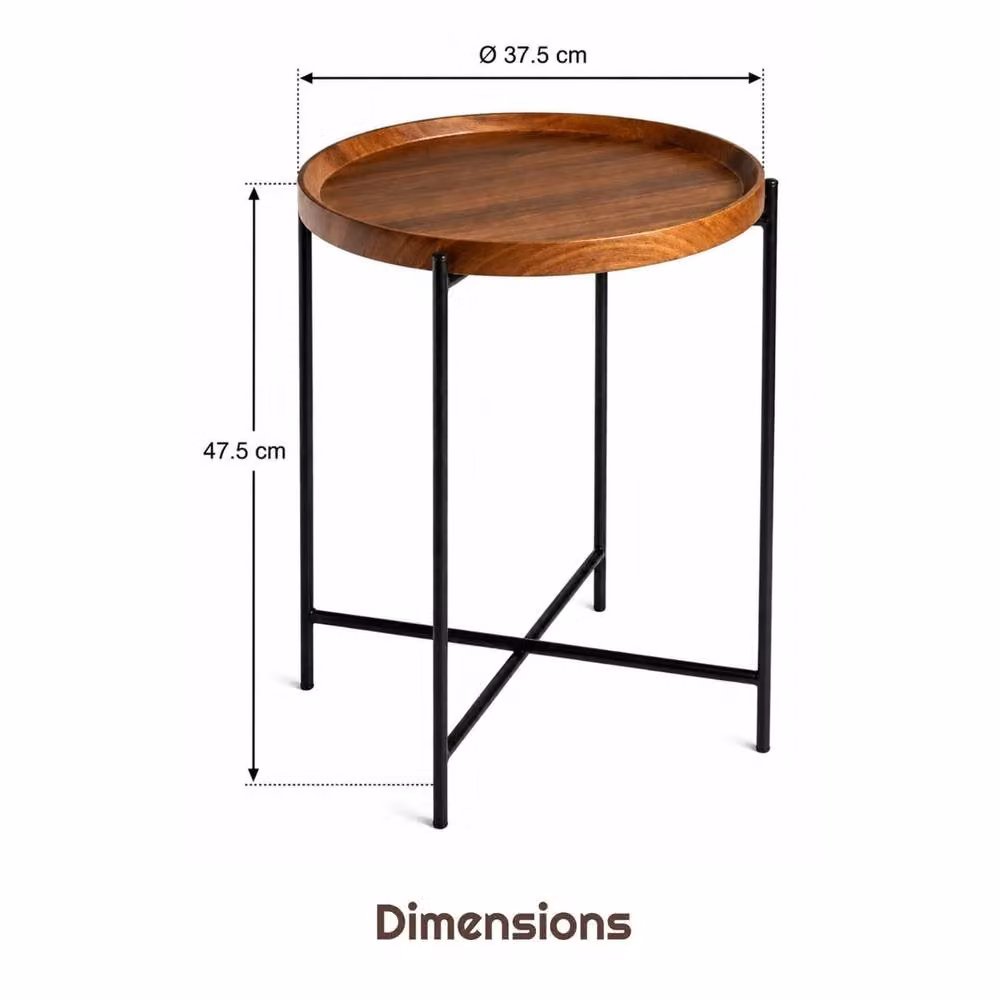 FORGEVIO Walnut Side Table with Removable Tray Top in Brown, W/D/H: 37.5 x 37.5 x 47.5 cm – 2
