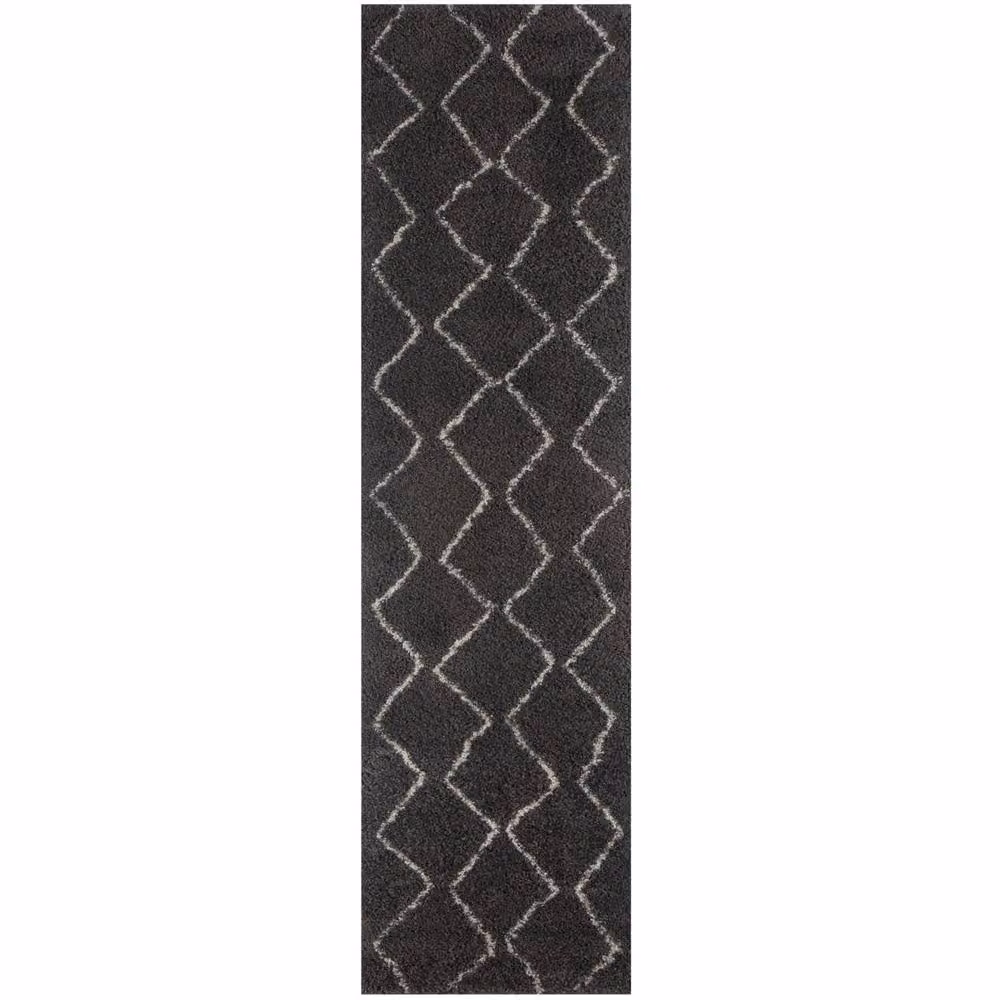 THE RUGS Moroccan Soft High Pile Shaggy Zigzag Rug, Dark Grey, W: 80 cm, L: 300 cm – 5