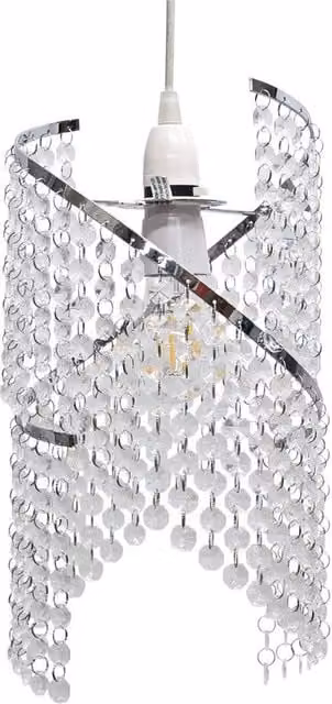 First Choice Lighting Canna Twist Jewelled Cylinder Pendant Shade in Clear Glass and Crystal