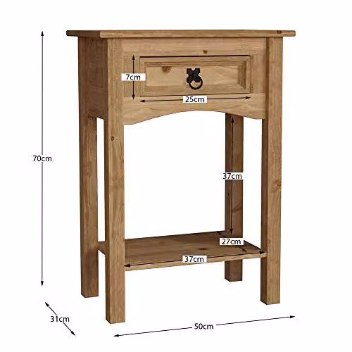 Vida Designs Corona 1 Drawer Console Table in Waxed Brown Pine – 3