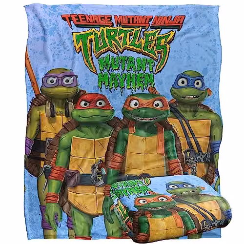 LOGOVISION Teenage Mutant Ninja Turtles Mutant Mayhem White Silky Touch Super Soft Fleece Throw Blanket W/D/H: 152 x 127 cm – 1