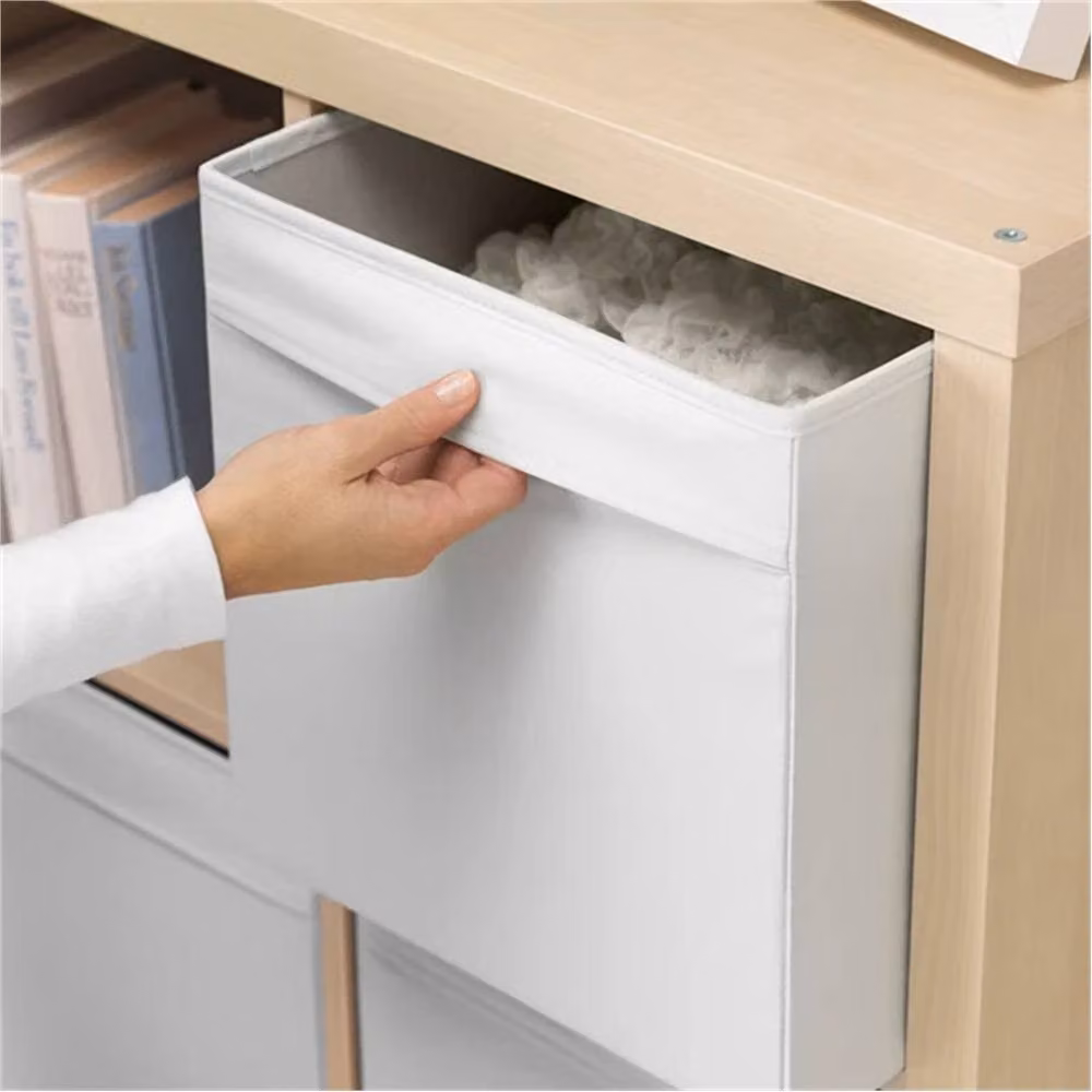 Nordara Set of 4 White Fabric Storage Boxes with Handles, W/D/H: 50 x 50 x 50 cm – 2