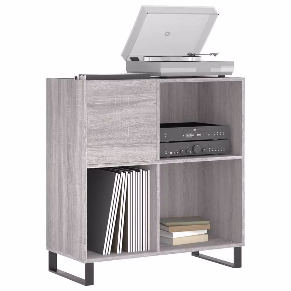 Berkfield Home Record Cabinet in Grey Sonoma, W/D/H: 84.5 x 38 x 89 cm – 3
