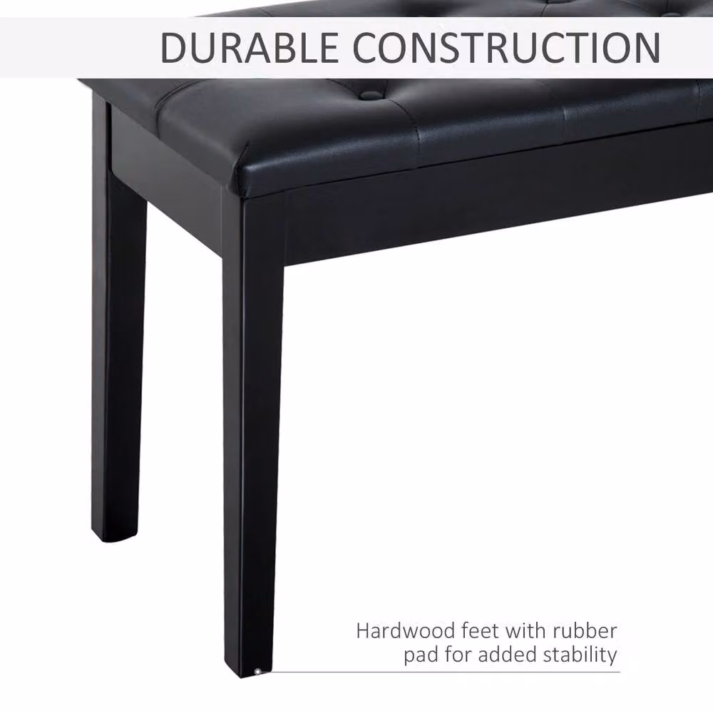 Wyld Haus Milara Black Faux Leather Piano Bench with Diamond Tufted Storage Seat W/D/H: 76 x 50 x 36 cm – 7