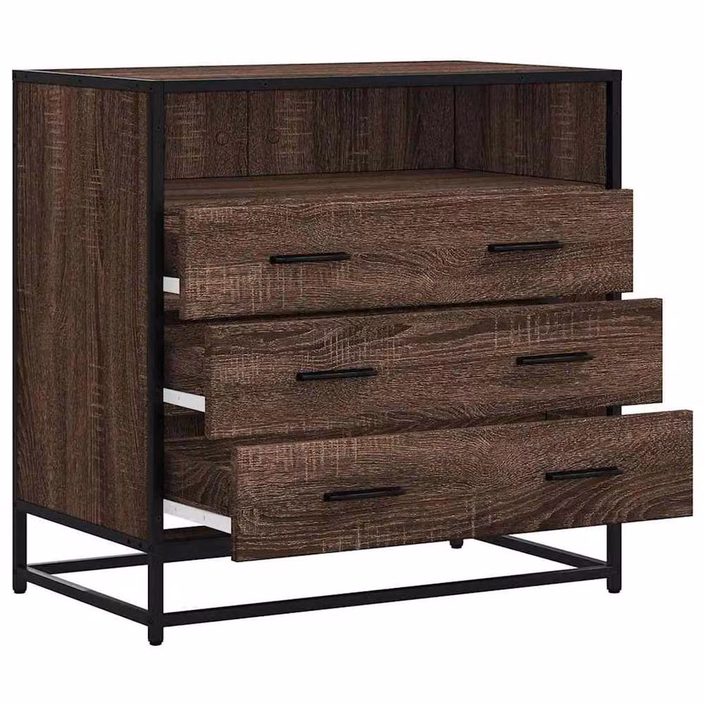 Berkfield Home Brown Oak Drawer Cabinet, W/D/H: 70 x 41 x 70 cm – 4