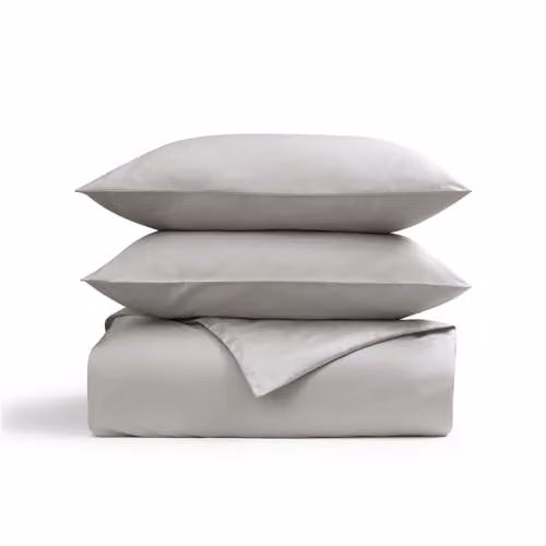 Christy 400 Thread Count Mako Satin Cotton Duvet Cover and Pillowcase Set in Silver Grey, Duvet Cover: 180 x 200 cm, Pillowcase: 50 x 75 cm – 1