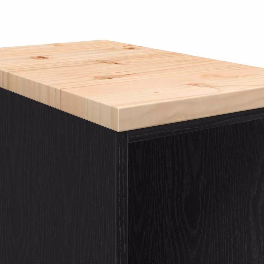 Berkfield Home Durable Garage Storage Cabinet in Black, Solid Pine and MDF, W/D/H: 30 x 51 x 85 cm – 4