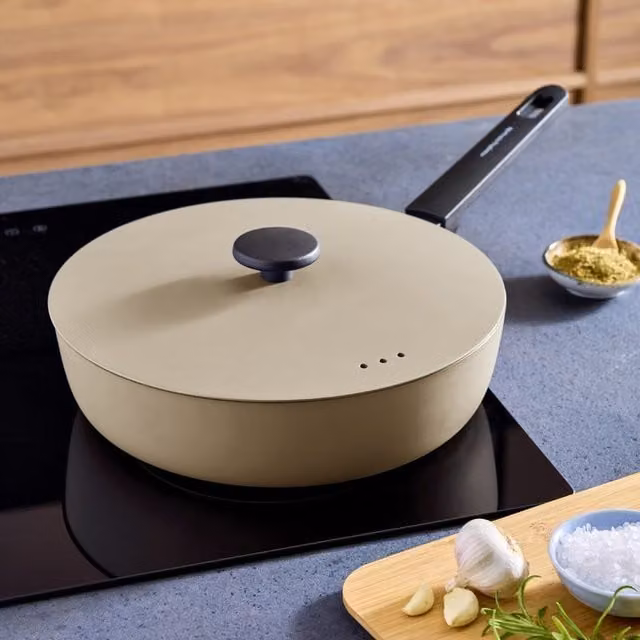 Morphy Richards Non-Stick Forged Aluminium Saute Pan, 28 cm, Beige