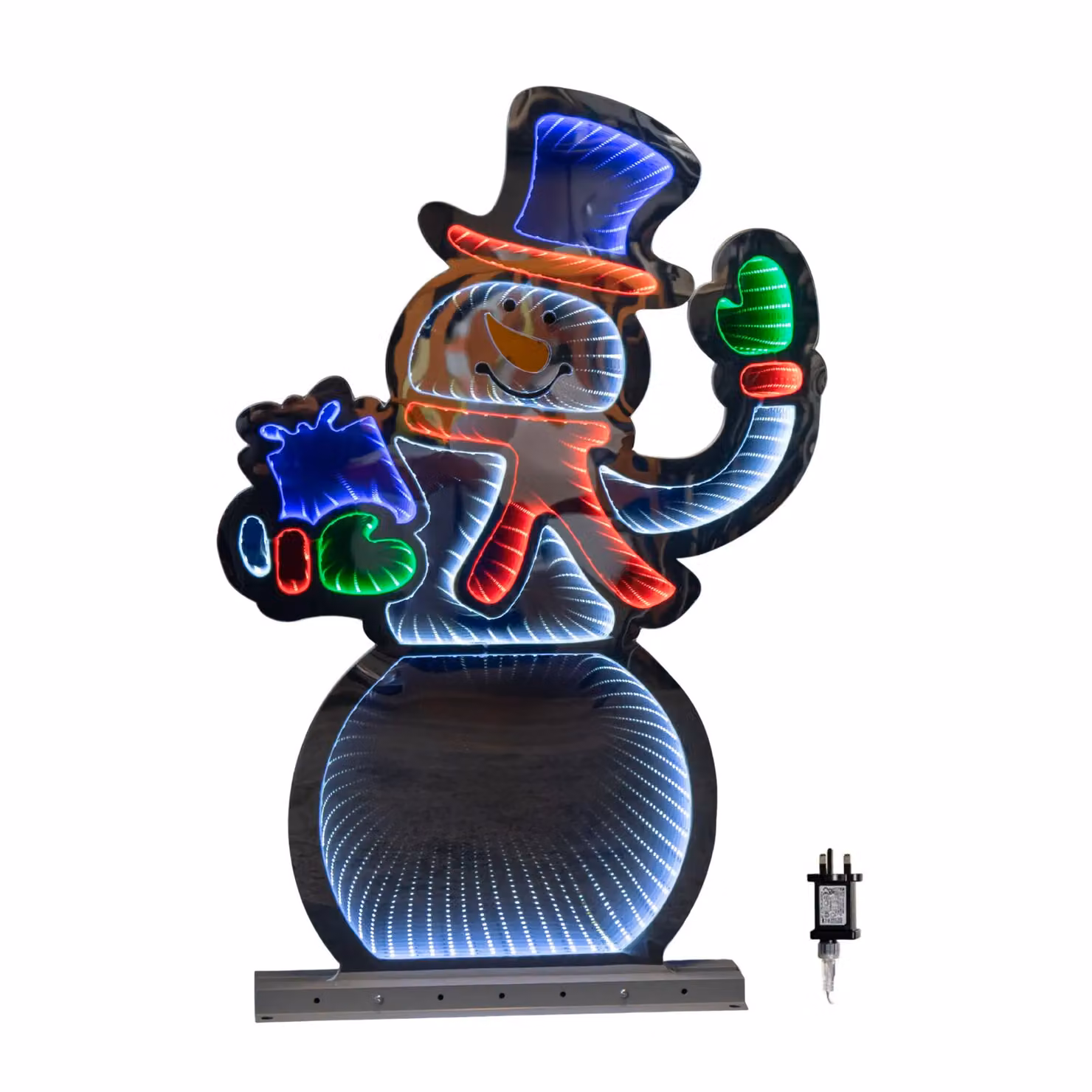Samuel Alexander 76cm LED Infinity Standing Snowman Christmas Decoration in Ice White with Metal Base – 2