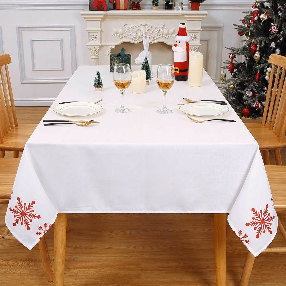 London Boutique Christmas Snowflake Washable Rectangular Tablecloth, White, W: 137.16 cm, L: 274.32 cm – 2