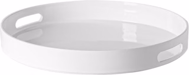 Argon Tableware Pack of 6 Round Melamine Serving Trays in White, Diameter: 33 cm