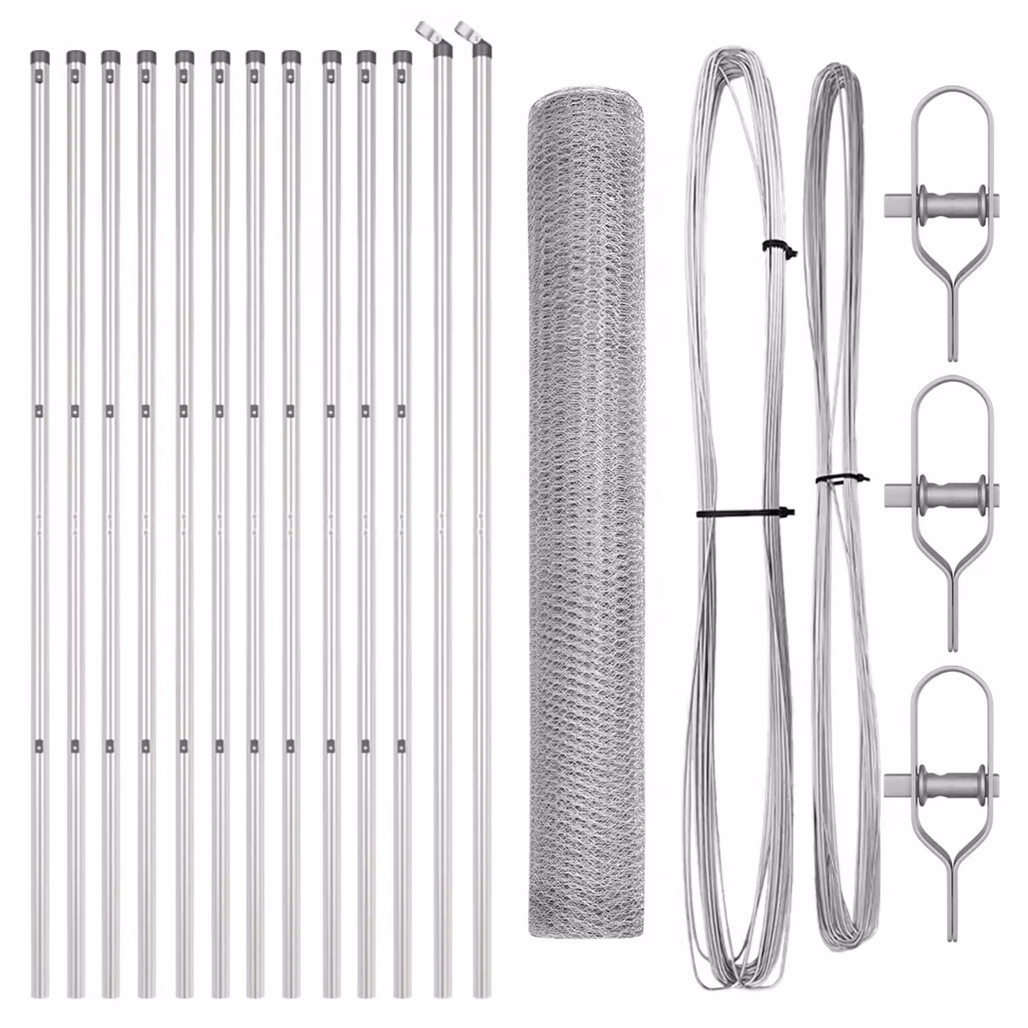 Berkfield Home Galvanised Steel Round Fencing Set of 2, Silver/Grey, W: 1 m, H: 25 cm – 2