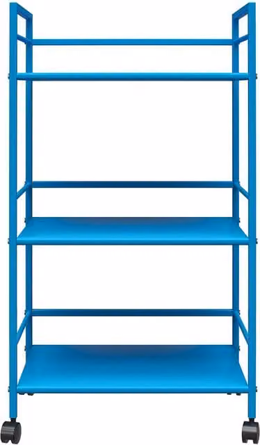 Novogratz Minimalist Metal Rolling Cart in Glossy Blue