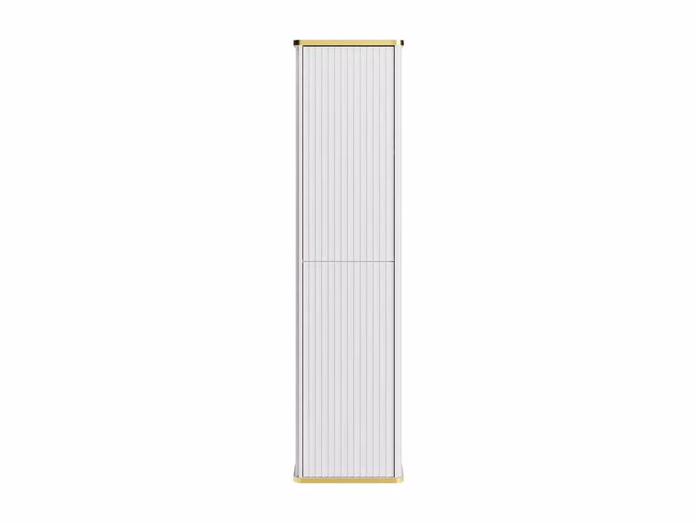 Vente-unique Ribbed Wall-Mounted Bathroom Cabinet with Gold Trim, White and Gold, H 140 x W 35 x D 25 cm – 2