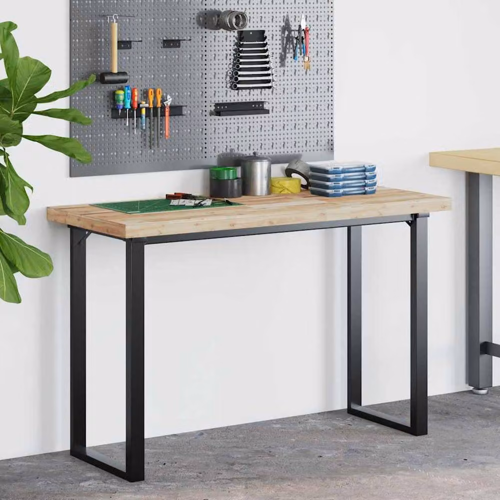 Berkfield Home Solid Wood Acacia Desk Top in Brown, W/D/H: 160 x 50 x 4 cm – 3