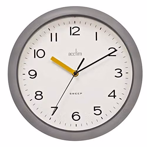 Acctim Rhea 22857 Retro Round Quartz Wall Clock in Grey