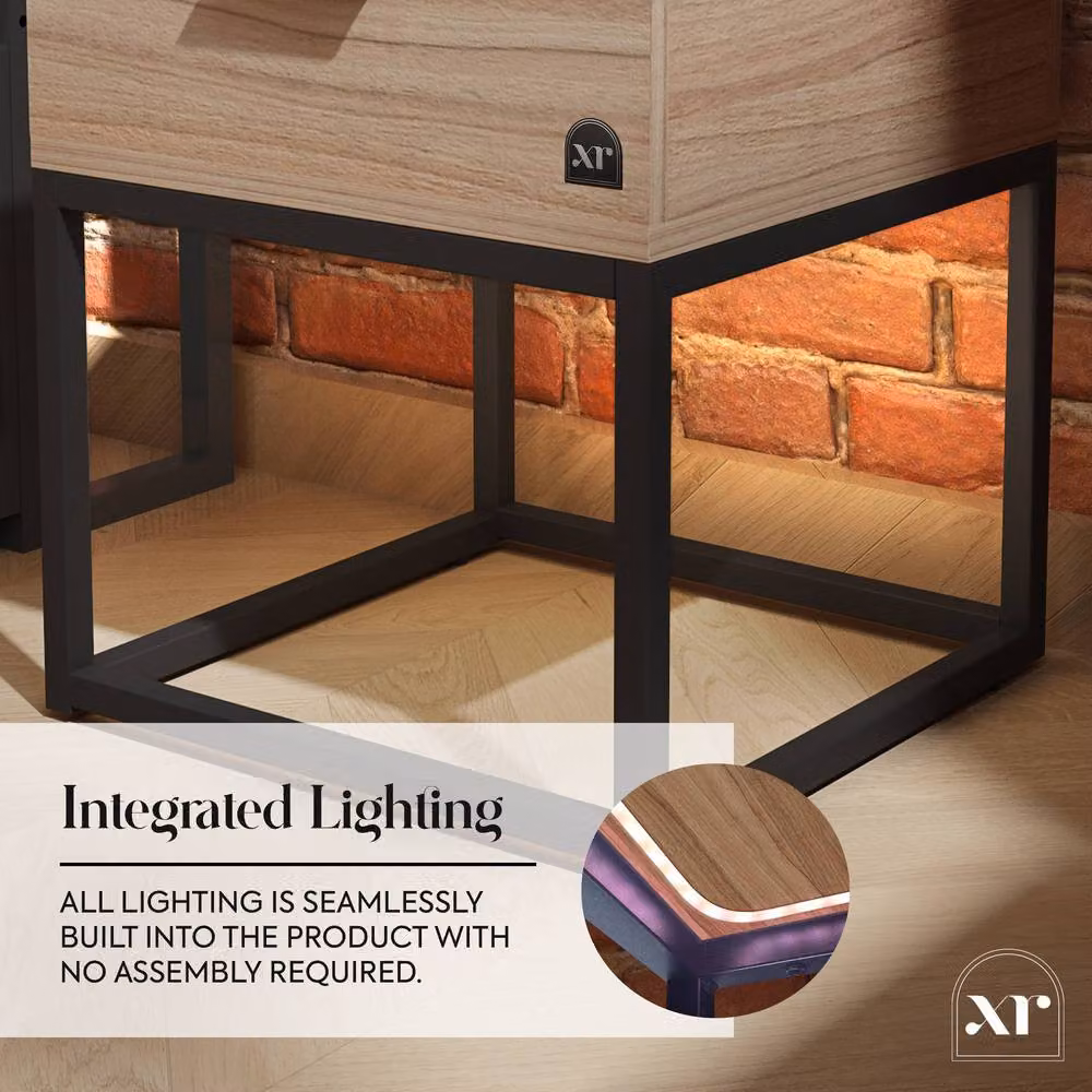 X Rocker Denver Bedside Table with Integrated LED App Control Lights in Light Oak – 4