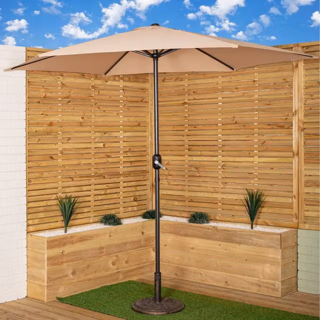 Samuel Alexander Havana Garden Parasol in Beige with Crank Handle, W/D/H: 270 x 270 x 235 cm