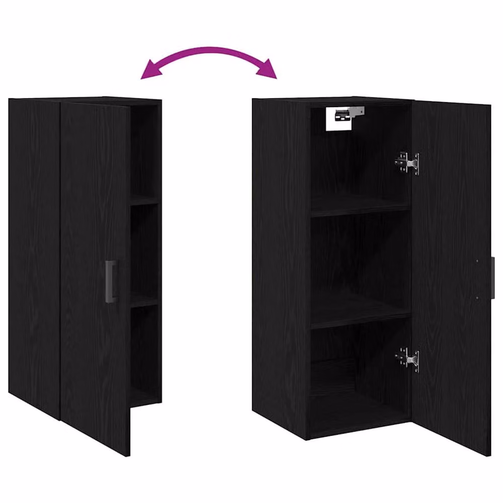Berkfield Home Wall Mounted Cabinet in Black Oak, W/D/H: 34.5 x 34 x 90 cm – 5