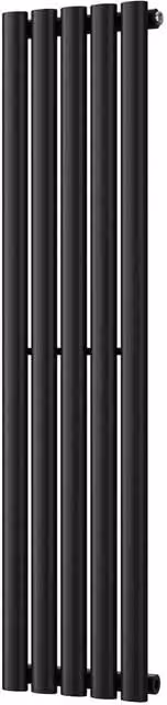 UK Radiators Omeara Black Elliptical Tube Vertical Designer Radiator, H: 120 cm, W: 29 cm