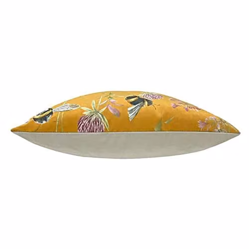 Riva Home Country House Floral Velvet Square Cushion, Yellow, W/D/H: 43 x 43 x 43 cm – 2