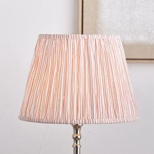 Ruma Red Stripe Mushroom Pleat Tapered Lampshade in Red, Diameter: 45.72 cm