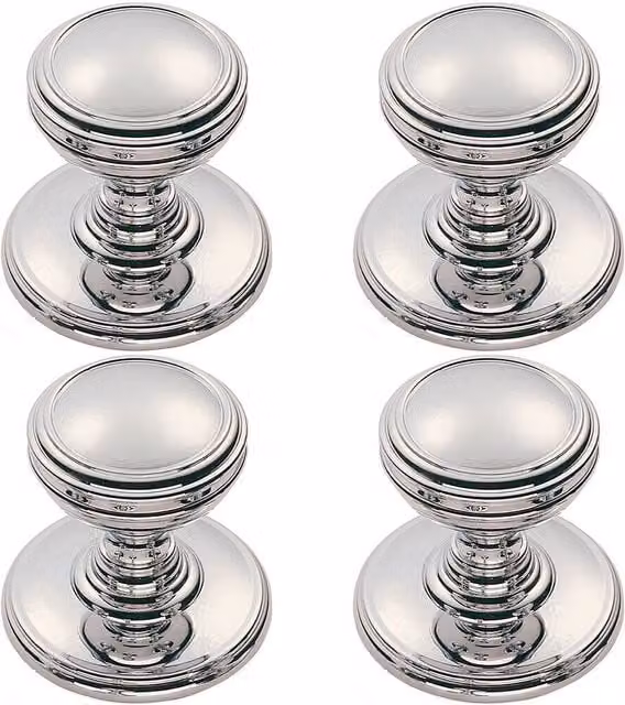 Loops 4x Ringed Tiered Cupboard Door Knobs in Polished Chrome, 30mm Diameter – 1