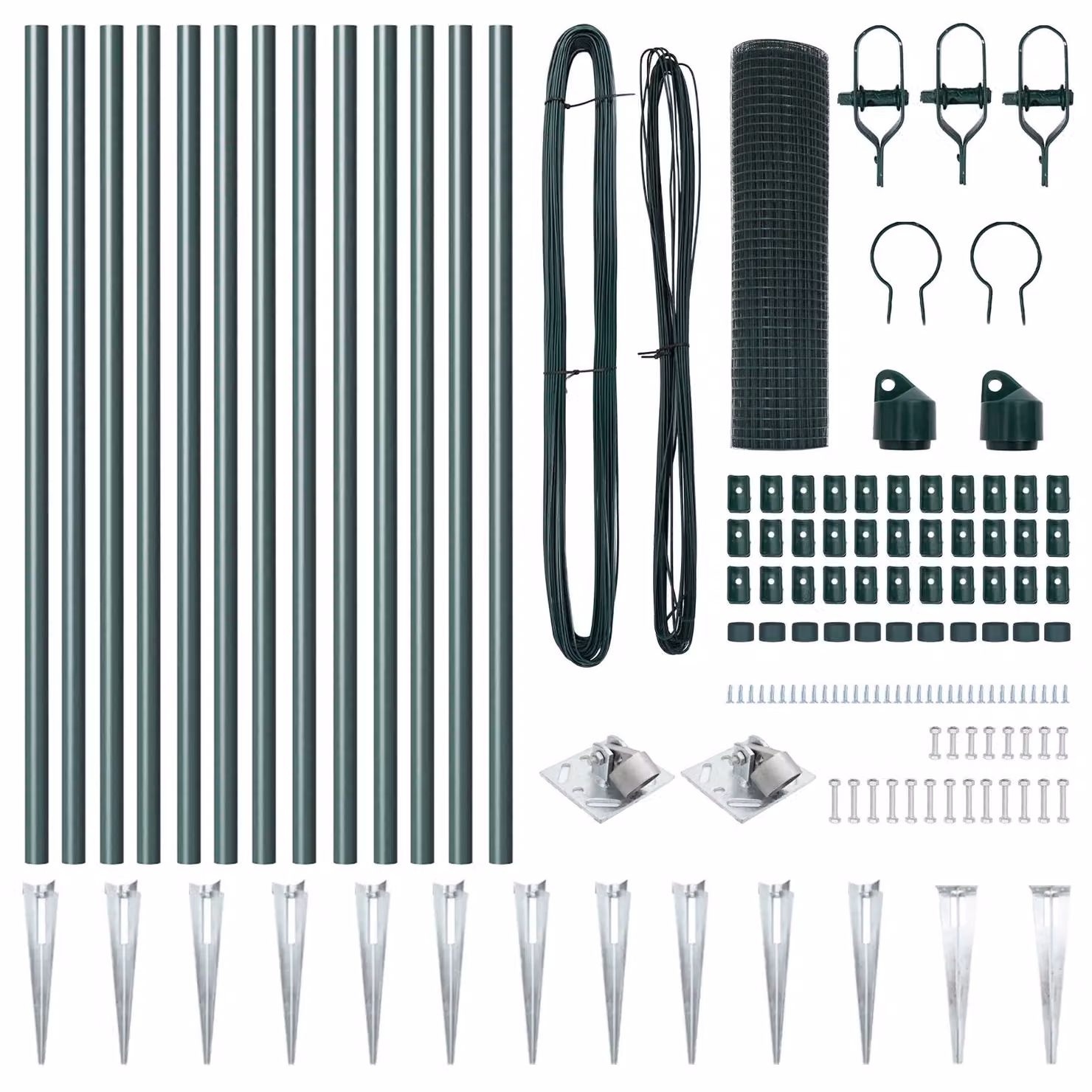 Berkfield Home Green Steel Welded Wire Fence with 13 Spike Posts, W: 0.4 m, L: 25 m – 3