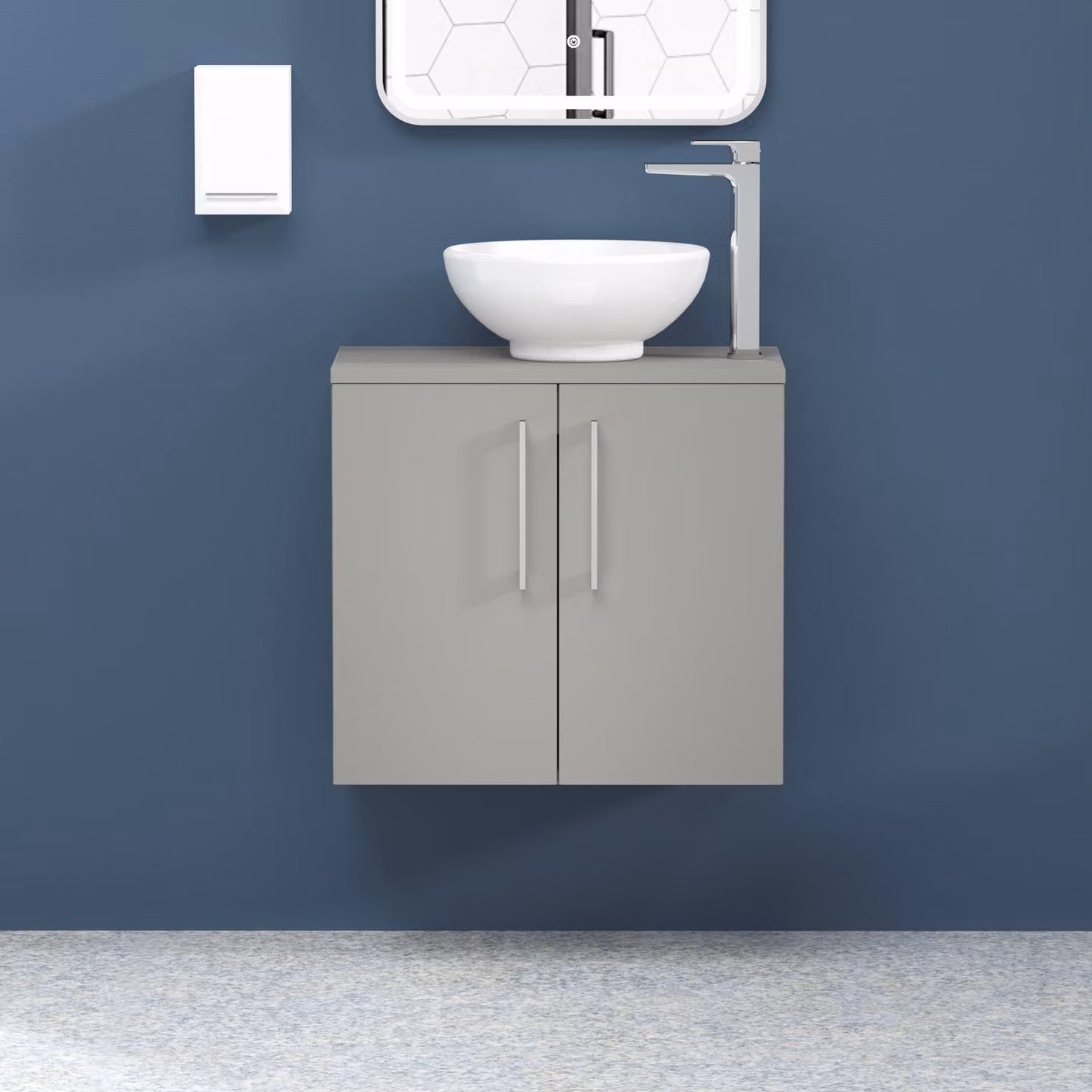 Royal Bathrooms Modena 800mm Wall Hung Vanity Unit with Countertop Basin in Satin Grey