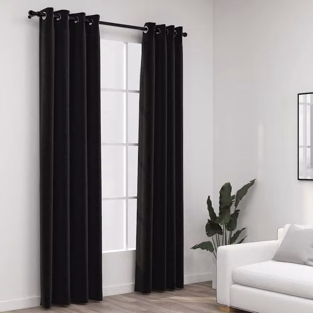 Berkfield Home Linen-Look Blackout Curtains, 2 Pack, Anthracite, W: 140 cm, H: 225 cm – 1
