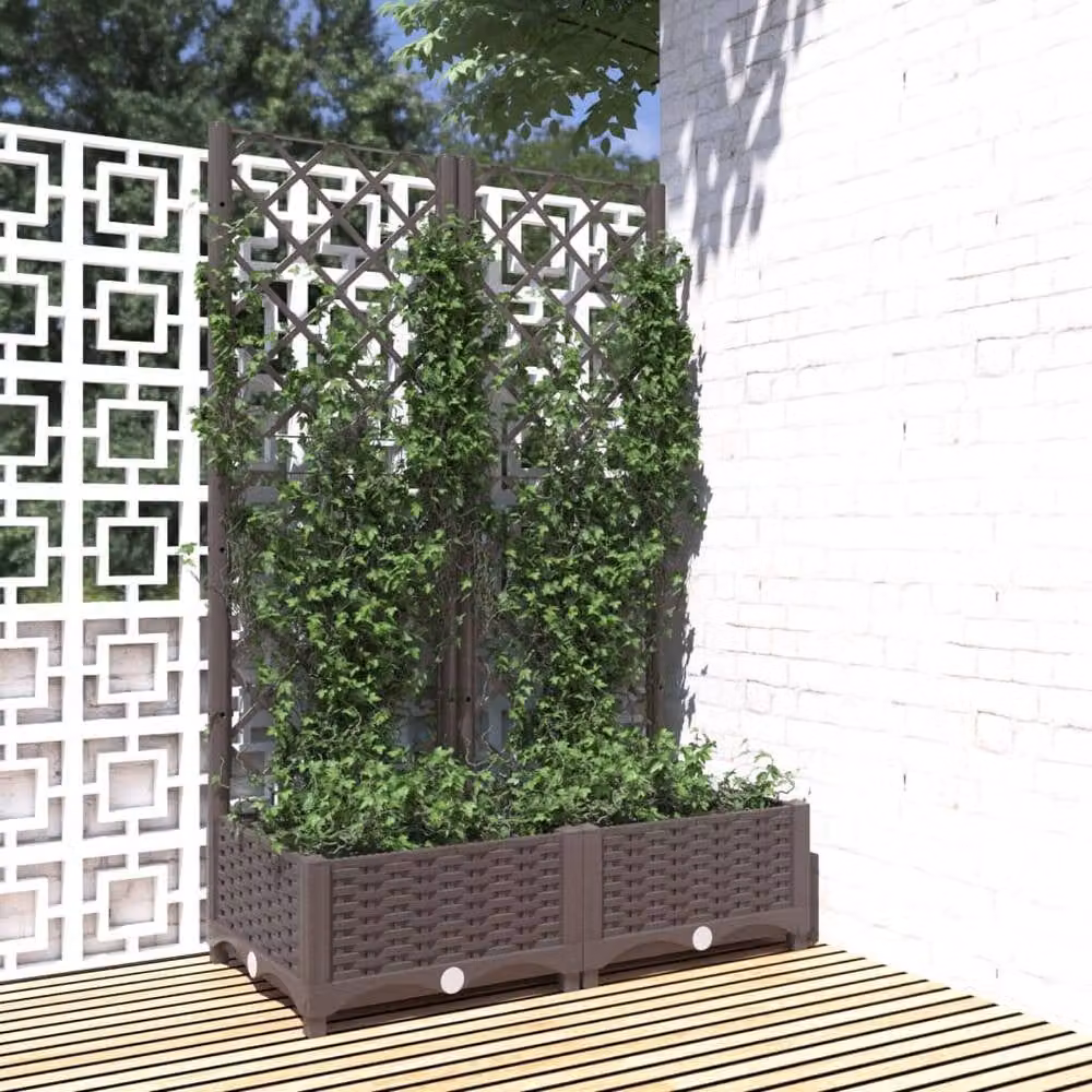 Berkfield Home Garden Planter with Trellis, Brown, H x W x D: 121.5 x 80 x 40 cm – 2