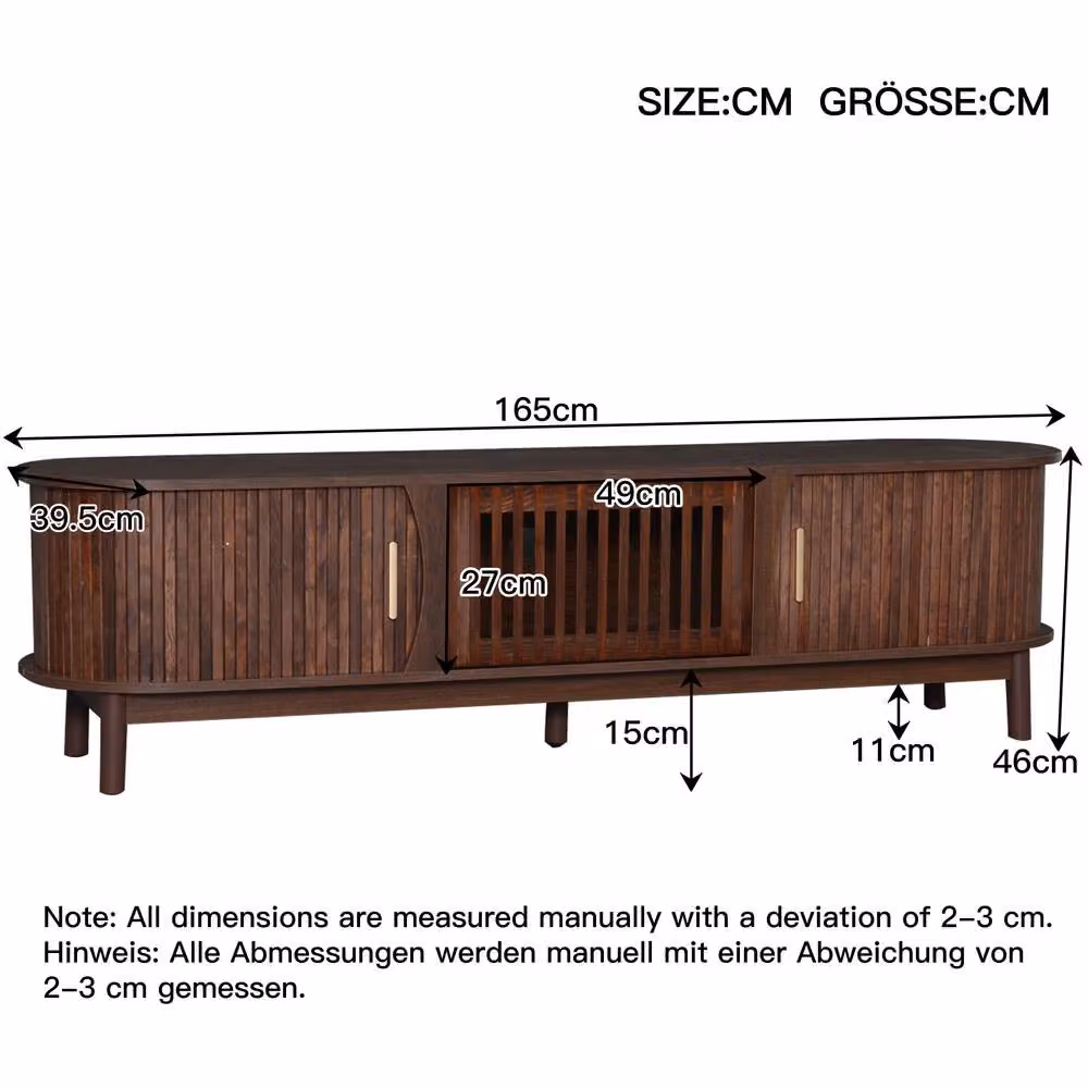 Merax Retro Brown Oval TV Stand for TVs up to 65 Inch, W/D/H: 160 x 39.5 x 39.5 cm – 2