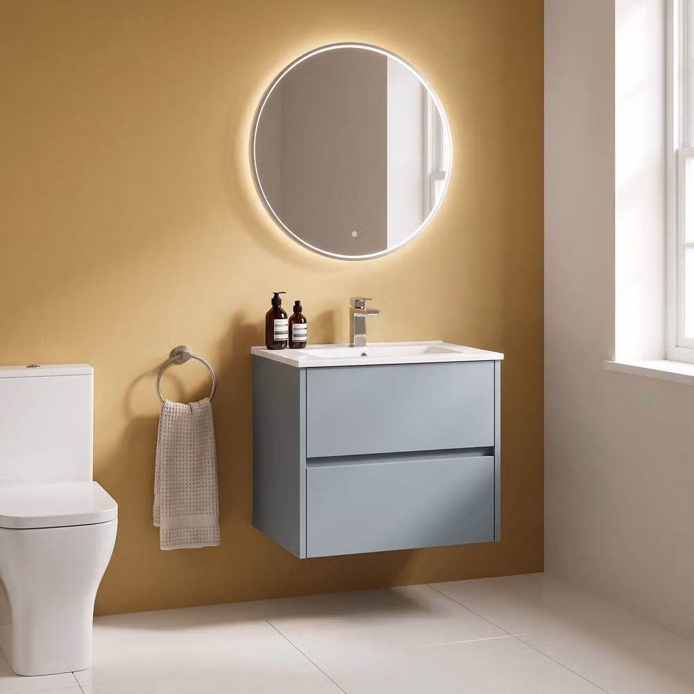 Balterley Chartley 2 Drawer Wall Hung Vanity Basin Unit, Coastal Grey, Width: 60 cm – 2